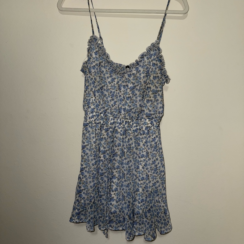 Floral Blue Spaghetti Strap Dress